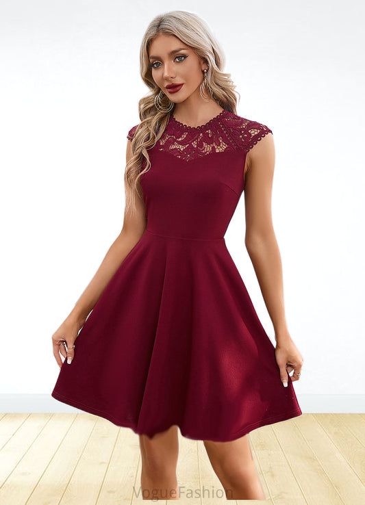 Isis Appliques Lace Scoop Elegant A-line Polyester Mini Dresses DKP0022418