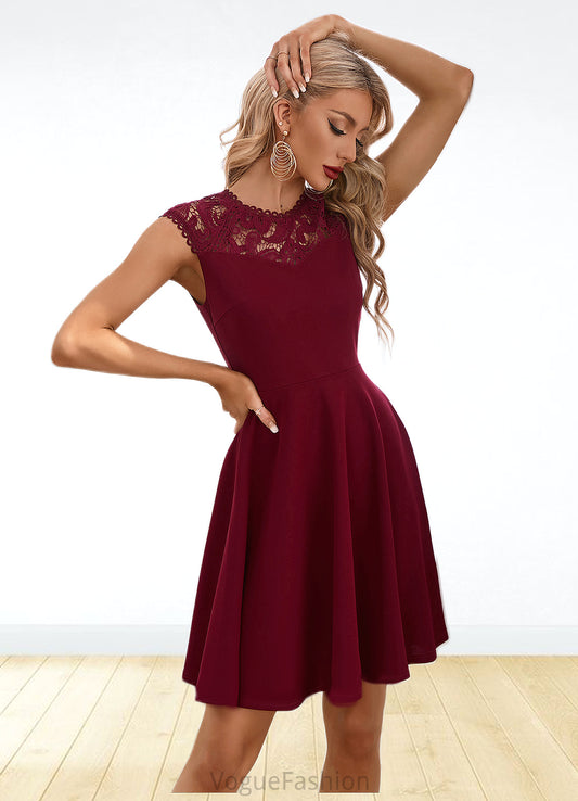 Isis Appliques Lace Scoop Elegant A-line Polyester Mini Dresses DKP0022418