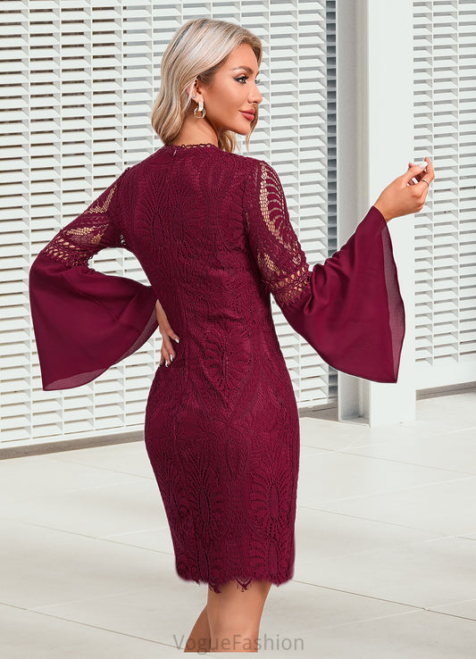 Mariyah Cascading Ruffles Scoop Elegant Sheath/Column Lace Dresses DKP0022507