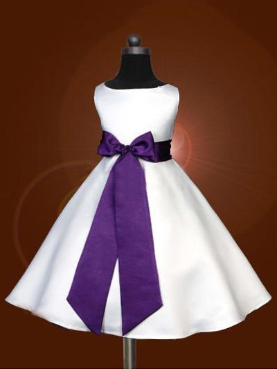 Long A-line/Princess Satin Bowknot Sleeveless Scoop Flower Girl Dresses