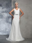 Lace V-neck Sleeveless Long Trumpet/Mermaid Lace Wedding Dresses