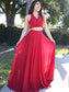 Ruched A-Line/Princess Chiffon Halter Floor-Length Sleeveless Two Piece Dresses