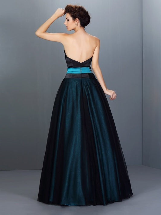 Strapless Woven Long Sleeveless Feathers/Fur Gown Ball Elastic Satin Quinceanera Dresses