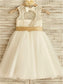 A-line/Princess Bowknot Sleeveless Scoop Tulle Knee-Length Flower Girl Dresses