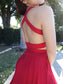 Ruched A-Line/Princess Chiffon Halter Floor-Length Sleeveless Two Piece Dresses