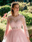 Gown Lace Long Sleeves Tulle Scoop Ball Sweep/Brush Train Dresses