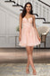 Alivia A-line V-Neck Short/Mini Lace Tulle Homecoming Dress With Sequins DKP0020500