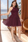 Lily A-line Scoop Short/Mini Chiffon Lace Homecoming Dress DKP0020555