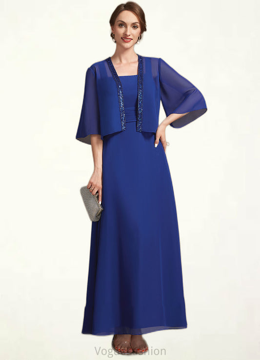 Karla A-Line Square Neckline Ankle-Length Chiffon Mother of the Bride Dress With Ruffle DK126P0014982