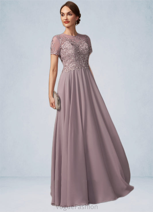Kaylah A-Line Scoop Neck Floor-Length Chiffon Lace Mother of the Bride Dress With Beading Sequins DK126P0014987