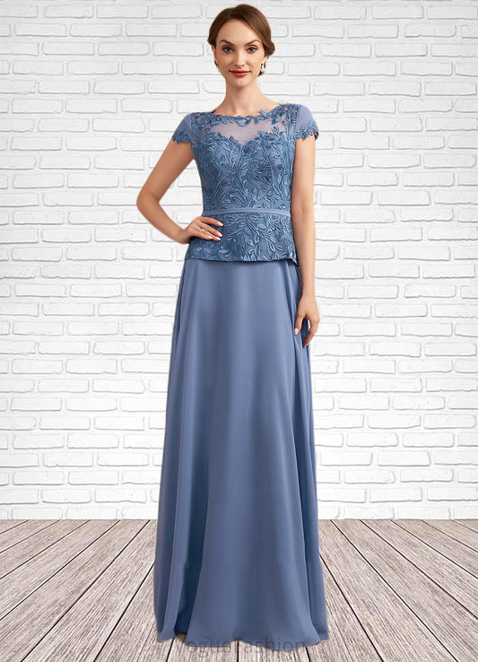 Serenity A-Line Scoop Neck Floor-Length Chiffon Lace Mother of the Bride Dress DK126P0014989
