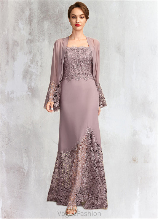 Whitney Trumpet/Mermaid Square Neckline Asymmetrical Chiffon Lace Mother of the Bride Dress DK126P0015001