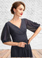 Adelaide A-Line V-neck Tea-Length Chiffon Mother of the Bride Dress With Pleated DK126P0015012
