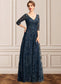Kelsie A-Line V-neck Floor-Length Lace Mother of the Bride Dress With Sequins DK126P0015015