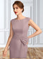 Emma Sheath/Column Scoop Neck Knee-Length Chiffon Mother of the Bride Dress With Ruffle Sequins DK126P0015023