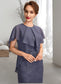 Taniyah Sheath/Column Scoop Neck Tea-Length Chiffon Lace Mother of the Bride Dress With Beading Cascading Ruffles DK126P0015025