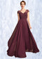 Josephine A-Line V-neck Floor-Length Chiffon Mother of the Bride Dress With Beading Sequins DK126P0015028