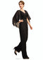 Ashly Jumpsuit/Pantsuit V-neck Floor-Length Chiffon Mother of the Bride Dress With Ruffle Beading Appliques Lace Sequins DK126P0015033