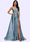 Delaney Ball-Gown/Princess V-Neck Sweep Train Satin Prom Dresses DKP0022191