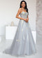 Scarlet Ball-Gown/Princess Sweetheart Sweep Train Tulle Prom Dresses With Pleated DKP0022192