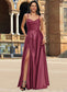Isabelle A-line V-Neck Floor-Length Satin Prom Dresses DKP0022197