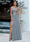 Hilda A-line One Shoulder Floor-Length Tulle Prom Dresses With Appliques Lace Sequins DKP0022200
