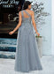 Hilda A-line One Shoulder Floor-Length Tulle Prom Dresses With Appliques Lace Sequins DKP0022200