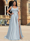 Kathleen A-line Sweetheart Sweep Train Satin Prom Dresses With Bow DKP0022203