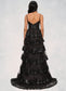 Melany Ball-Gown/Princess V-Neck Sweep Train Lace Prom Dresses With Sequins DKP0022209