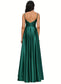 Gracie A-line V-Neck Floor-Length Stretch Satin Prom Dresses DKP0022211