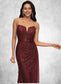 Elaine Trumpet/Mermaid V-Neck Sweep Train Sequin Prom Dresses DKP0022227