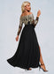 Glenda Jacquard Off the Shoulder Elegant A-line Polyester Maxi Dresses DKP0022248