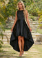Daniela Boat Neck Elegant A-line Satin Asymmetrical Dresses DKP0022257