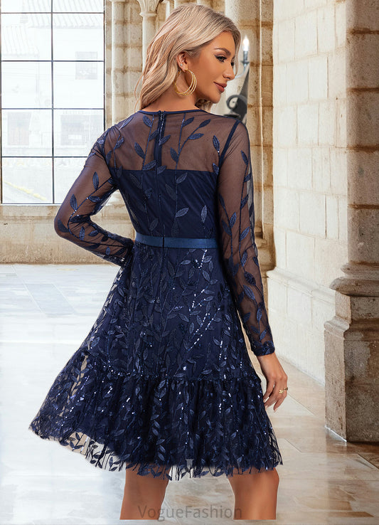 Nevaeh Embroidered Illusion Elegant A-line Tulle Midi Dresses DKP0022267