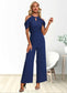 Miya Flower Jacquard Off the Shoulder Elegant Jumpsuit/Pantsuit Chiffon Lace Maxi Dresses DKP0022372