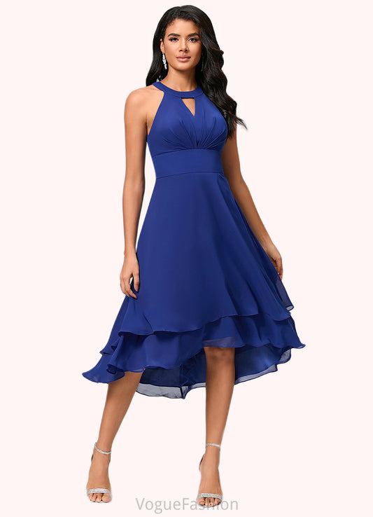 Ina A-line Scoop Asymmetrical Chiffon Cocktail Dress With Pleated DKP0022410