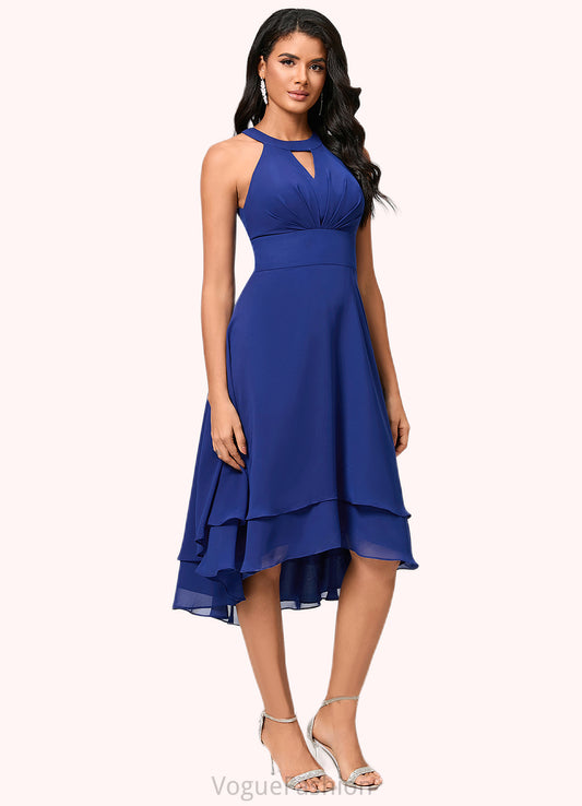 Ina A-line Scoop Asymmetrical Chiffon Cocktail Dress With Pleated DKP0022410