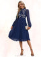 Ursula Pleated High Neck Elegant A-line Chiffon Midi Dresses DKP0022416