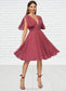 Sydney A-line V-Neck Knee-Length Chiffon Cocktail Dress With Pleated DKP0022429