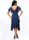 Martina A-line V-Neck Tea-Length Chiffon Lace Cocktail Dress With Cascading Ruffles DKP0022430
