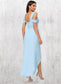 Aria Sheath/Column Cold Shoulder Asymmetrical Chiffon Cocktail Dress With Ruffle DKP0022462