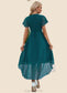 Maddison V-Neck Elegant A-line Chiffon Asymmetrical Midi Dresses DKP0022495