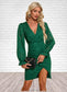 Amaya V-Neck Elegant Sheath/Column Chiffon Jacquard Asymmetrical Dresses DKP0022505