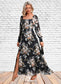 Esperanza Floral Print Off the Shoulder Elegant A-line Chiffon Maxi Dresses DKP0022515