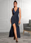 Vivienne Sequins V-Neck Elegant Trumpet/Mermaid Cotton Blends Maxi Dresses DKP0022525