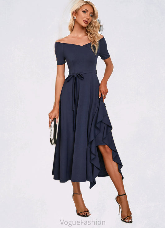 Aliana V-Neck Elegant A-line Cotton Blends Midi Dresses DKP0022561