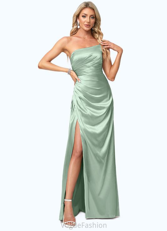 Mavis A-line One Shoulder Asymmetrical Stretch Satin Bridesmaid Dress DKP0022585