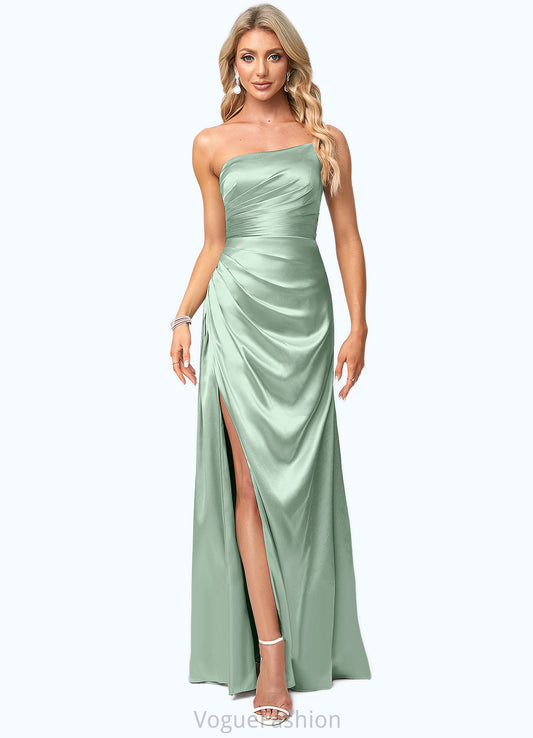 Mavis A-line One Shoulder Asymmetrical Stretch Satin Bridesmaid Dress DKP0022585