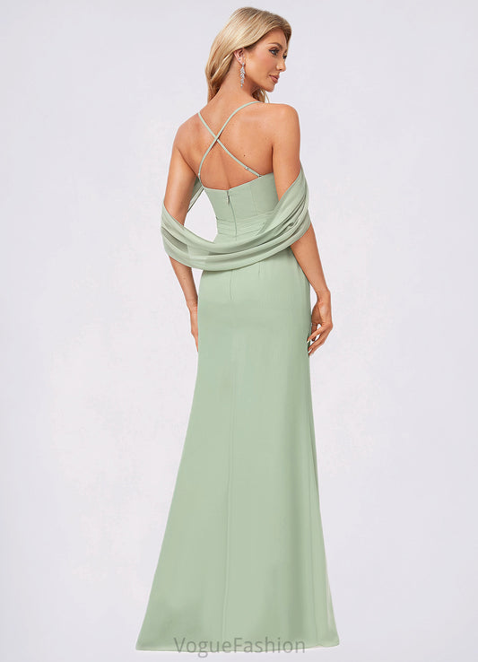 Angelina Trumpet/Mermaid V-Neck Floor-Length Chiffon Bridesmaid Dress DKP0022587
