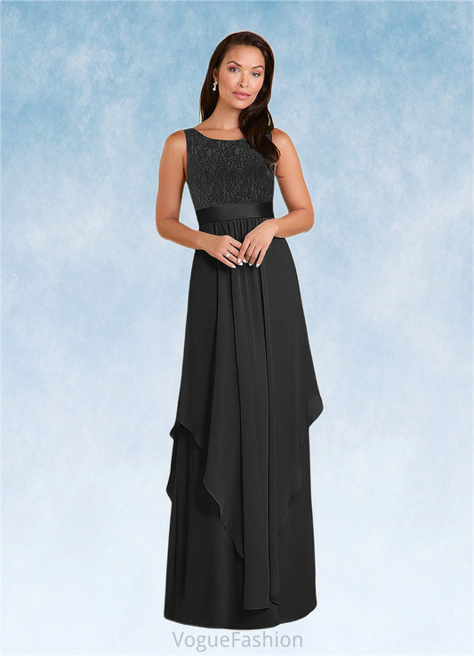 Zion A-Line Lace Chiffon Floor-Length Dress DKP0022652